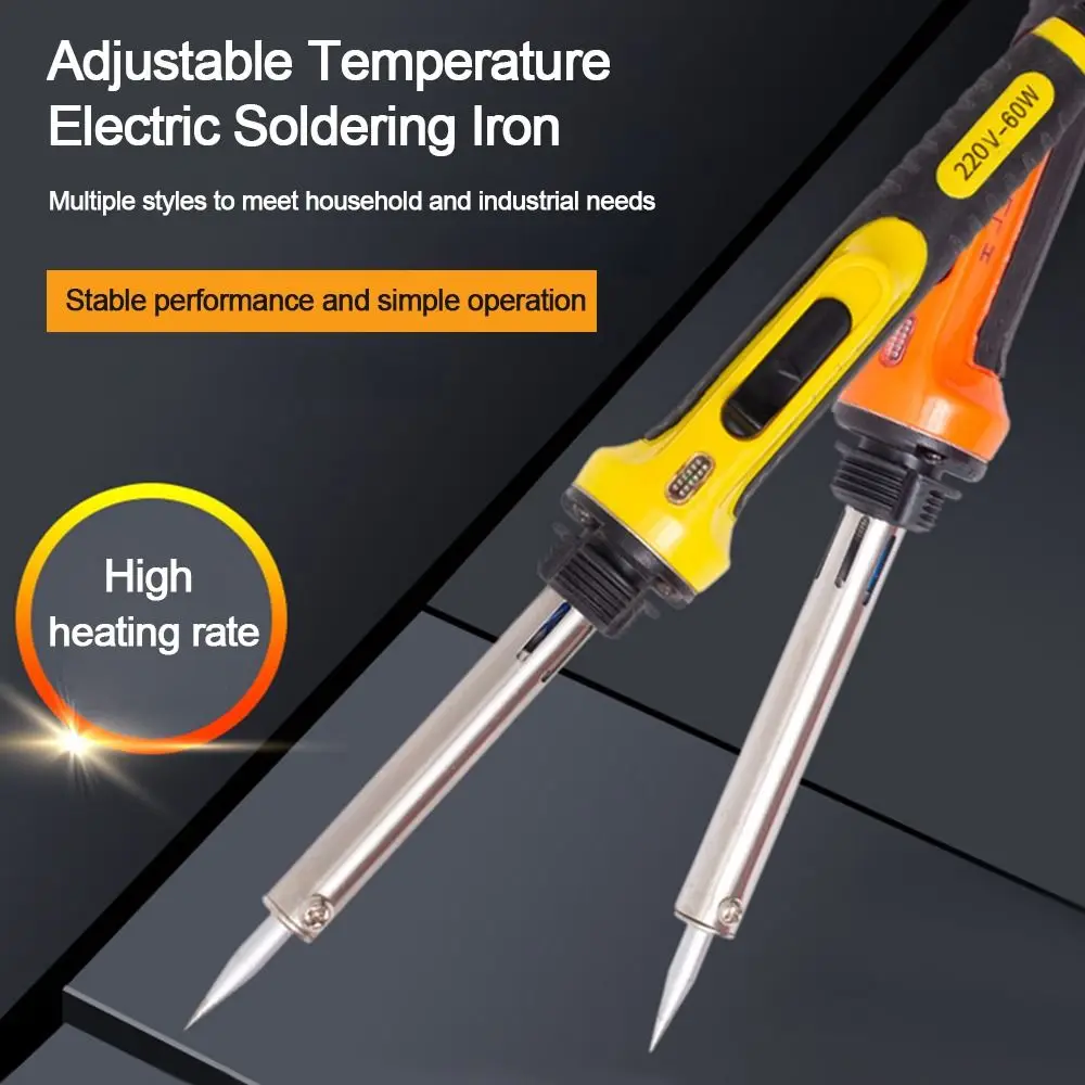 

Yellow Adjustable Temperature Electric Soldering Iron 30W/40W/60W Internally Heated Rework Station Handle ABS Heat Pencil