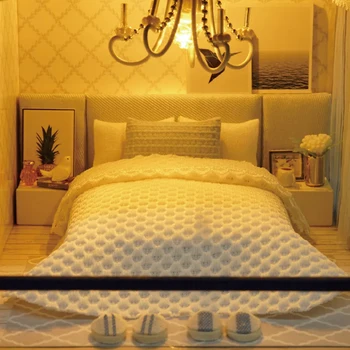 DIY Doll House Miniature Dollhouse With Furnitures Wooden House Miniaturas Toys For Children New Year Christmas Gift A 6