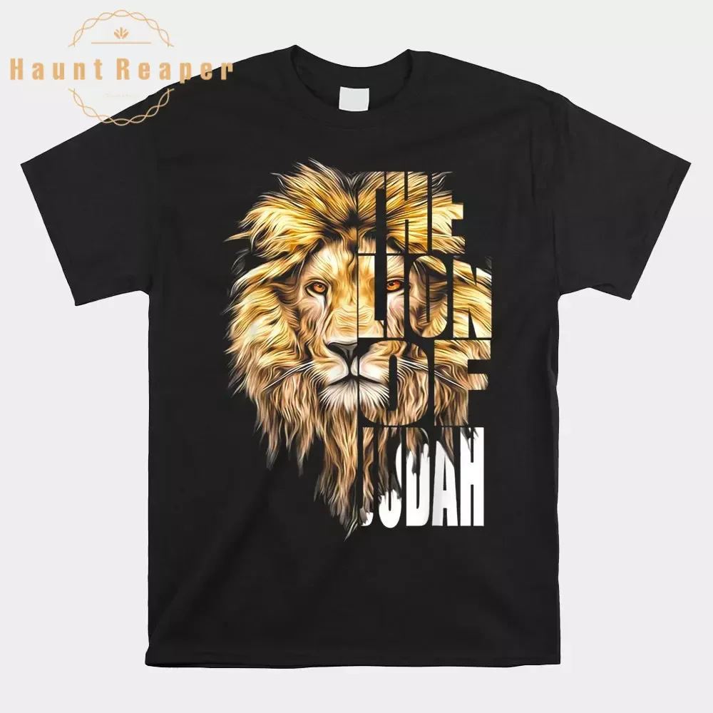 

Jesus Lion Of Judah Christian Shirt Pattern Print Casual Comfortable Round Neck Short Sleeve T-shirt Top