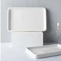 Ceramic Plate White Square Round Western Food Plate Dinner Plate Tableware Multifunctional Storage Tray Home Kitchen Supplies 1