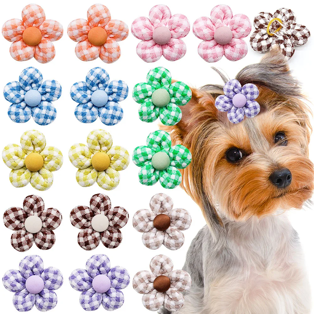 

30PCS Dog Hair Accessories Handmade Headwear Flower With Rubber Bands For Dogs and Cats Puppy Bows Pet Grooming Accessories