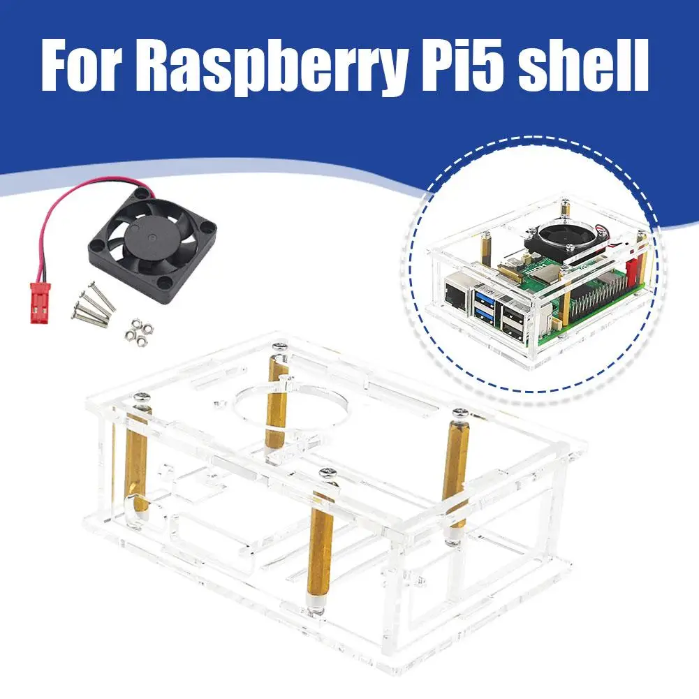 

Новый акриловый стеклянный охлаждающий вентилятор для Raspberry Pi 5 с дополнительным корпусом, медный алюминиевый радиатор для Pi 5 L5V3