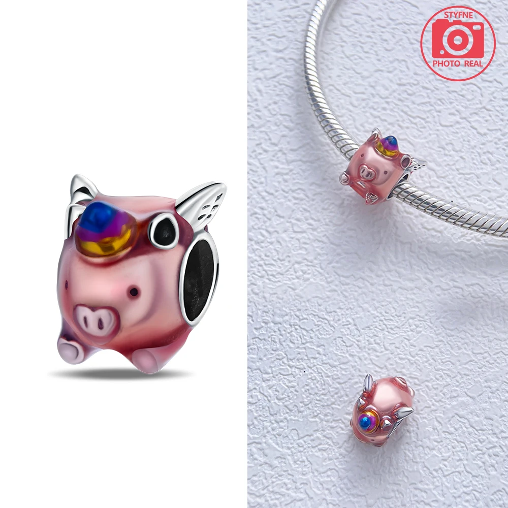 Silver Charm Flying Unicorn Pig Fit Charms Silver Original Bracelet Jewelry Making Craft Pendant