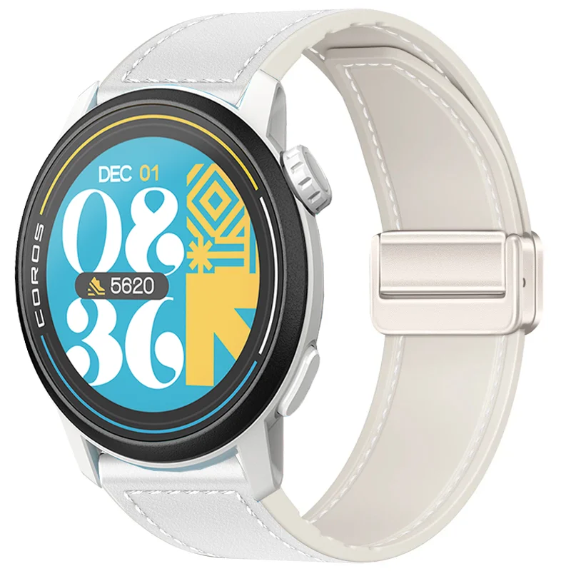 Premium Hybrid Silicone-Leather Strap with Magnetic Buckle, 20mm/22mm