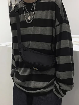 Autumn Striped T-Shirt Long Sleeve Oversize T-Shirt Gothic Teen Tops Couple Casual Women Shirt Fashion Harajuku Loose Streetwear 1