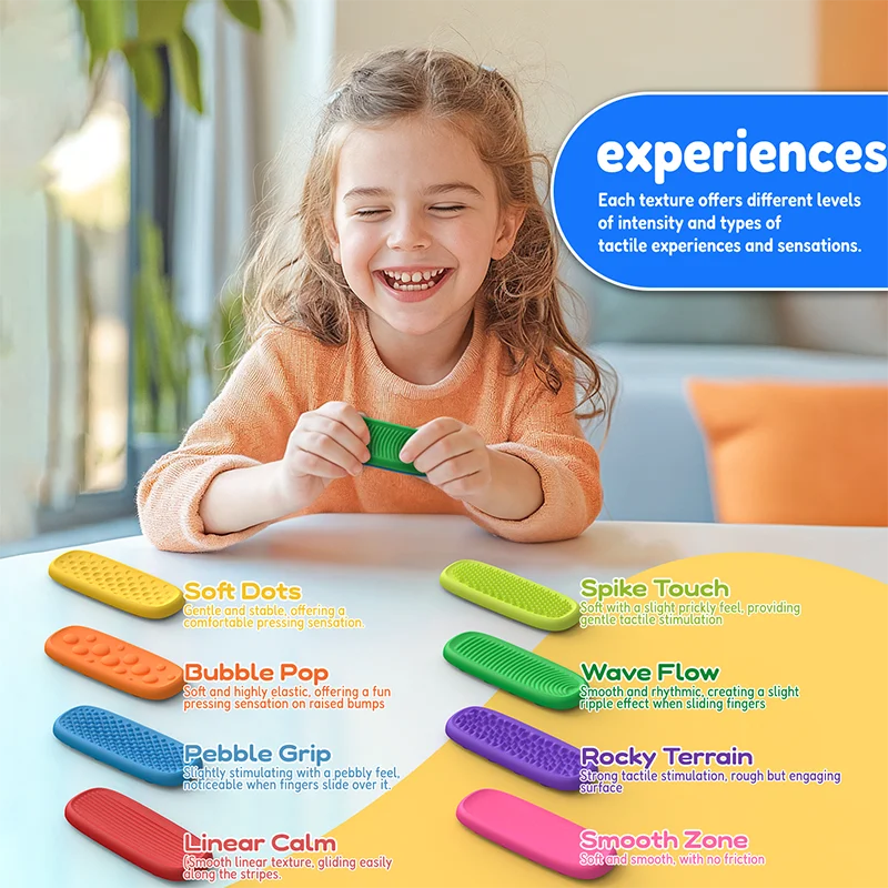 Silicone Textured Sensory Fidget Toy Autism Kid Calming Fidget Stress Toy Adult Anxiety Stress Relief Fingertip Sensory Desk