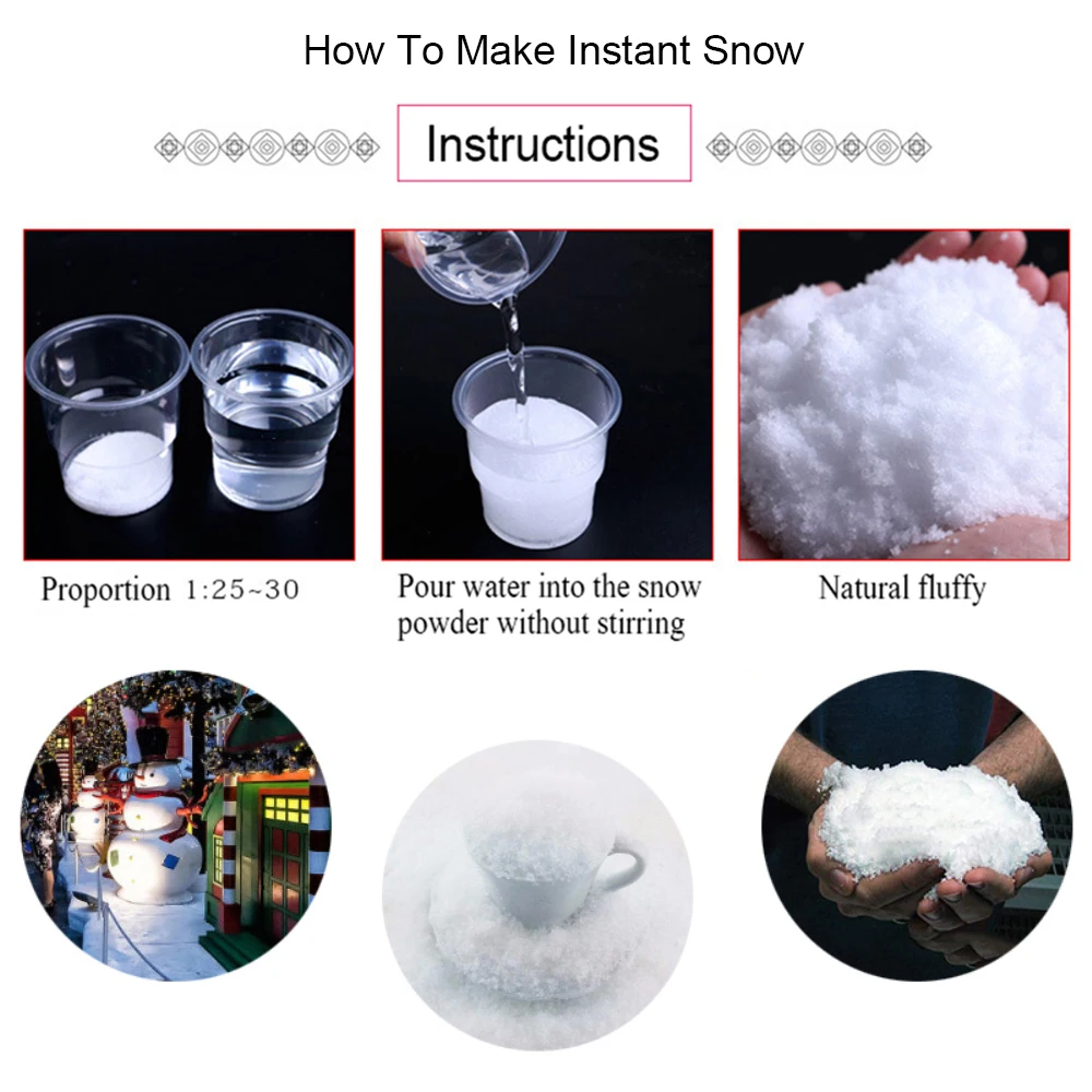 20/25/100g Artificial Snowflakes Fake Magic Instant Snow Powder For Home  Wedding Snow Christmas Festival Party Decorations Gifts
