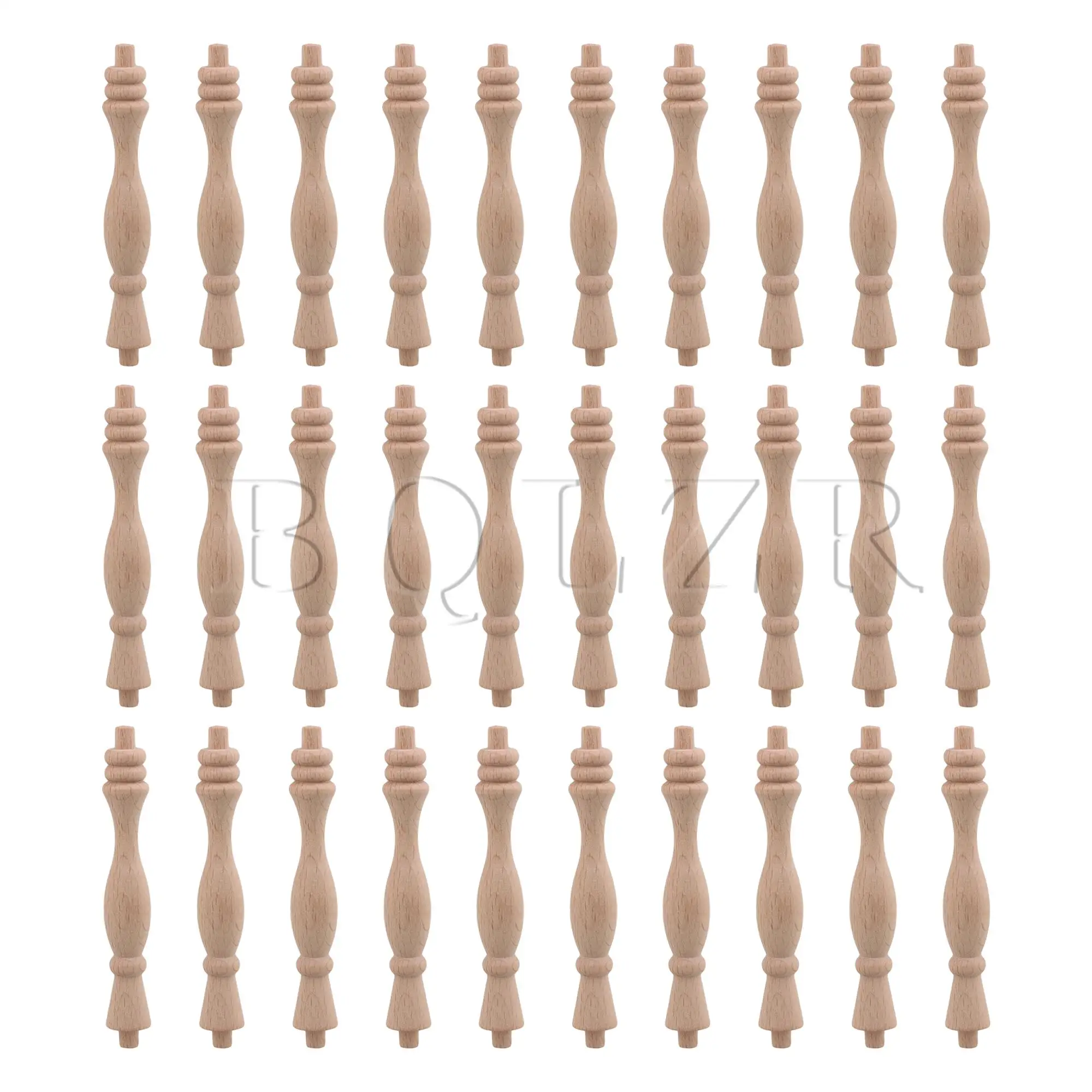 

BQLZR 30Pcs Unfinished Wooden Baluster Spindles Kit for Home Furniture 5.3"