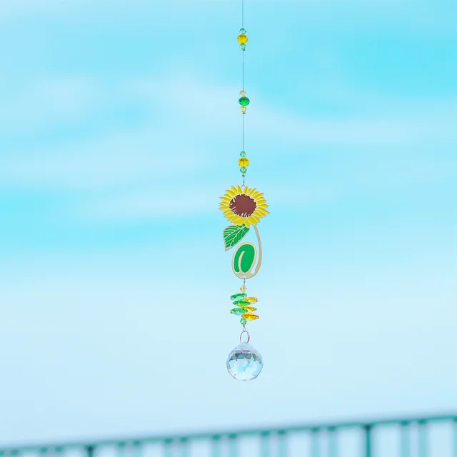 H&D Clear Crystal Ball Prism Suncatcher Napraforgó Díszes Szivárványkészítő Dekoráció Az Ablak Évfordulójának Ajándékához - Image 2