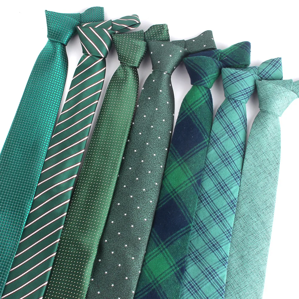 Green Color Neck Ties Casual Skinny Tie For Party Boys Girls Plaid Necktie Wedding Necktie For Groom Striped Neck Wear For Men