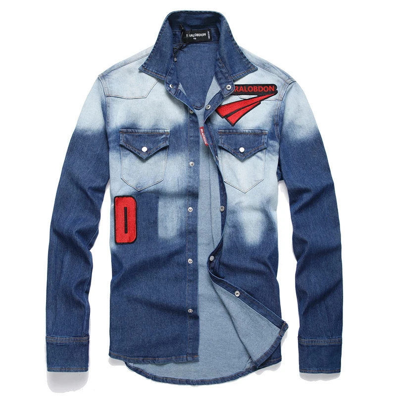 Men's shirt yellow label long sleeve multi-ground white heavy craft fashion men's wear white point elastic slim
