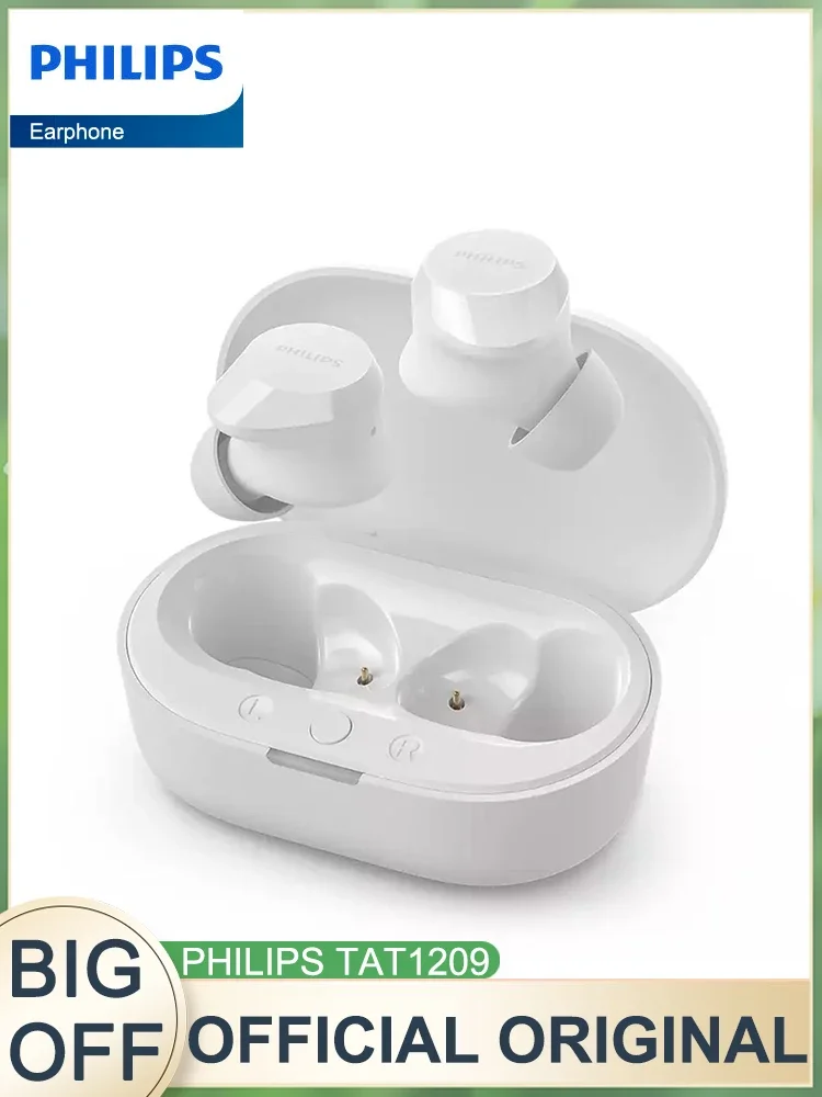 Philips Tat1209 Auricolare Wireless Bluetooth 5.3 Cuffie Hifi Stereo Game Auricolari Ai Mic Hd Call Headset 18 Ore Di Standby Lungo