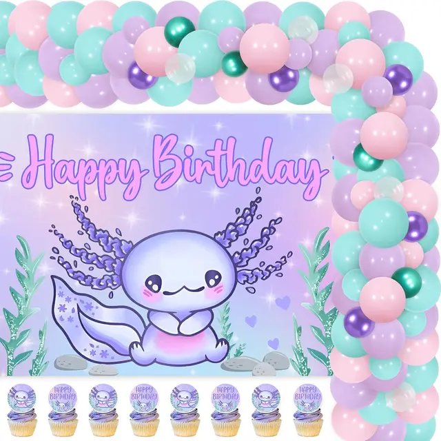 Pink Axolotl Birthday Party Supplies - Complete Decorations Kit For 20 Guests