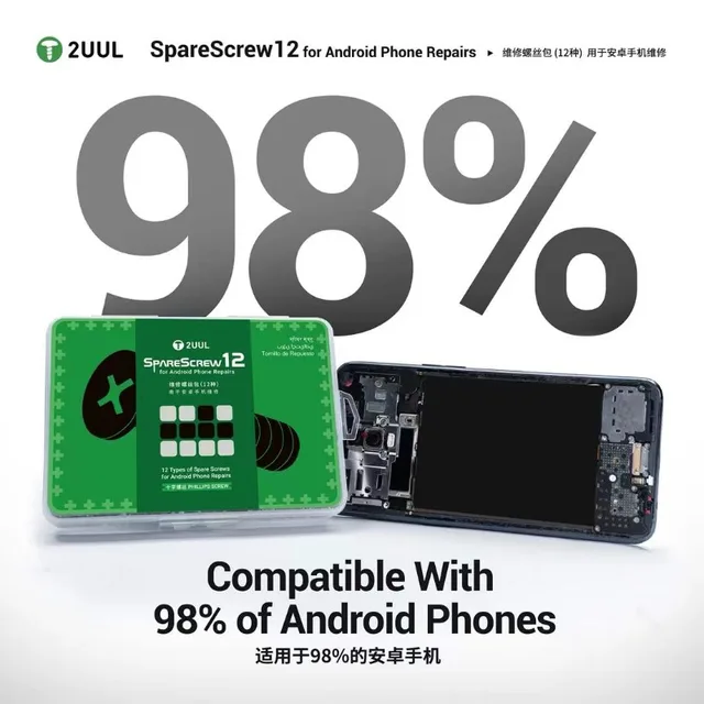 طقم مسامير أندرويد 2UUL SC12 (1200 قطعة) – بنك مسامير شامل يغطي 98% من الهواتف 3