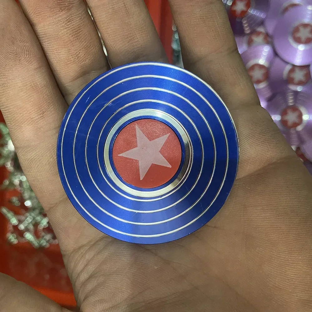 New Round Shield Aluminium Fidget Spinner Superhero Fast Bearing