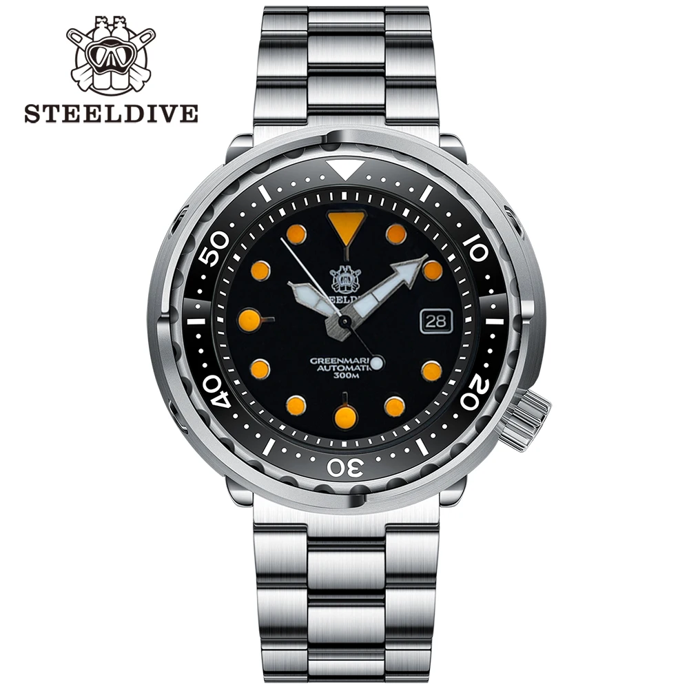 SD1975T V2 New in 2023 Black Dial Super Luminous 47.5mm Stainless Steel Case 300m Waterproof Tuna Can NH35 Automatic Dive Watch ribbon 110mm 300m wax out black 1 core