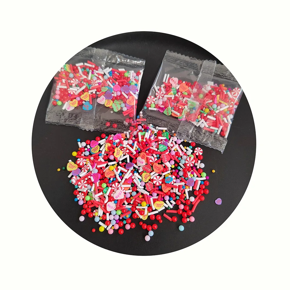 

Love Heart Polymer Clay Slices Valentine's Day Soft Clay Sprinkles for DIY Crafts Tiny Slimes Filler Decor