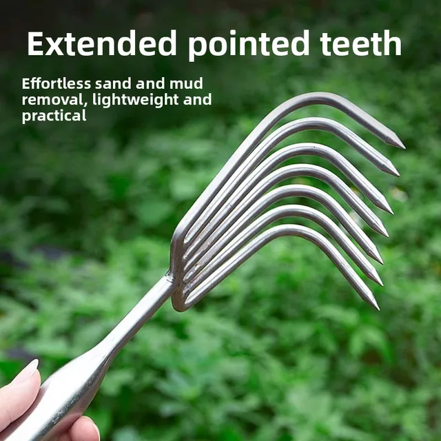 Stainl Steel Welded Handle Small Rake Garden Multi-Claw Loosen Soil Rake Seood Driving Garden Tool Metal Handheld 5