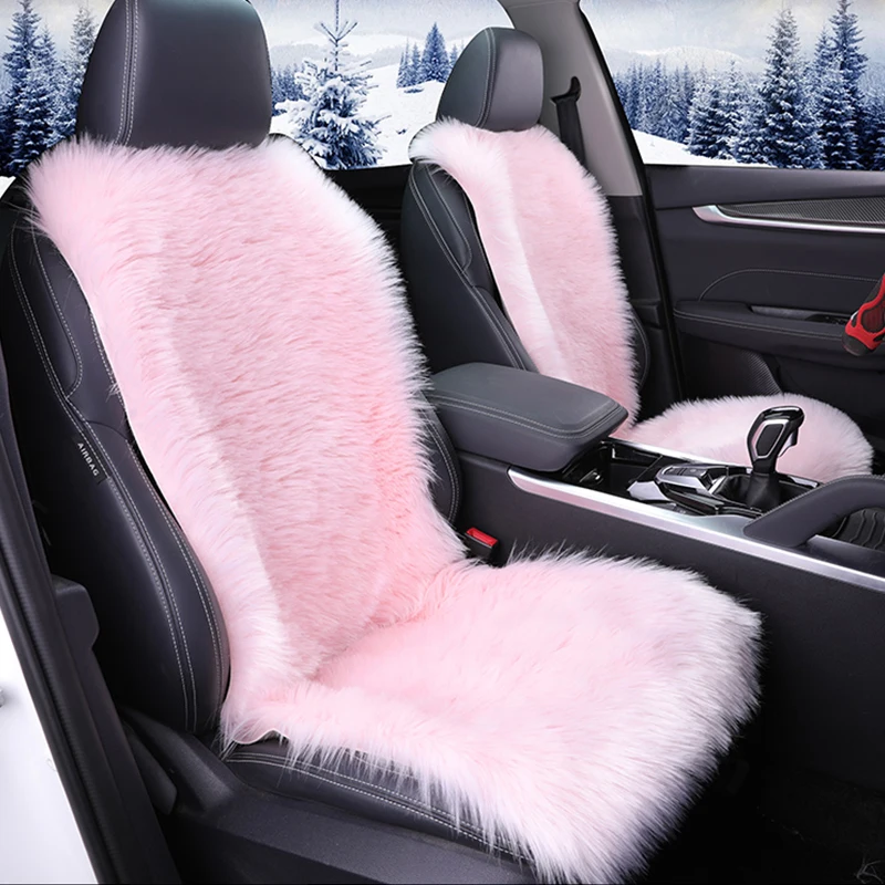 

Warm Plush Car Seat Covers Faux Rabbit Fur Winter Seat Cushion Car Cloak Non-Slip Universal Seat Cover Comfortable Pad