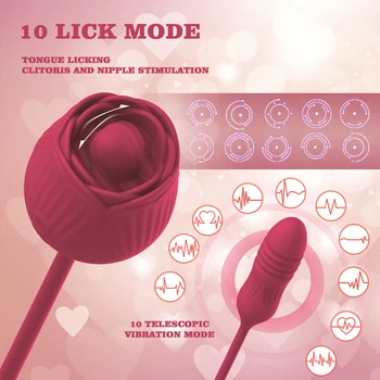Female Rose Dildo Thrusting Vibrator Vagina Nipple Sucking G Spot Clitoris Stimulate Masturbation Adult Sexy Rose Toys For Women 2