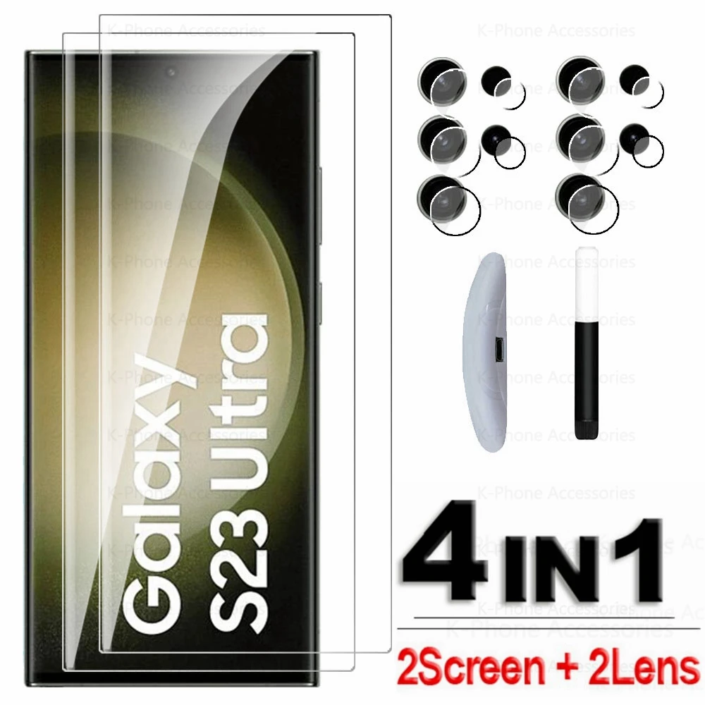 UV Tempered Glass For Samsung Galaxy S23 Ultra S22 S21 Plus Lens