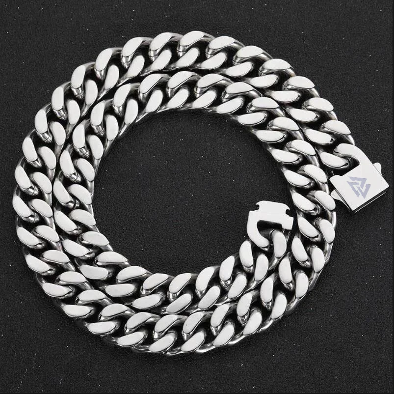 Viking Cast Cuban Chain Men's Bracelet Stainless Steel Fine Polished Chain Four Sides Cut Boyfriend Gift
