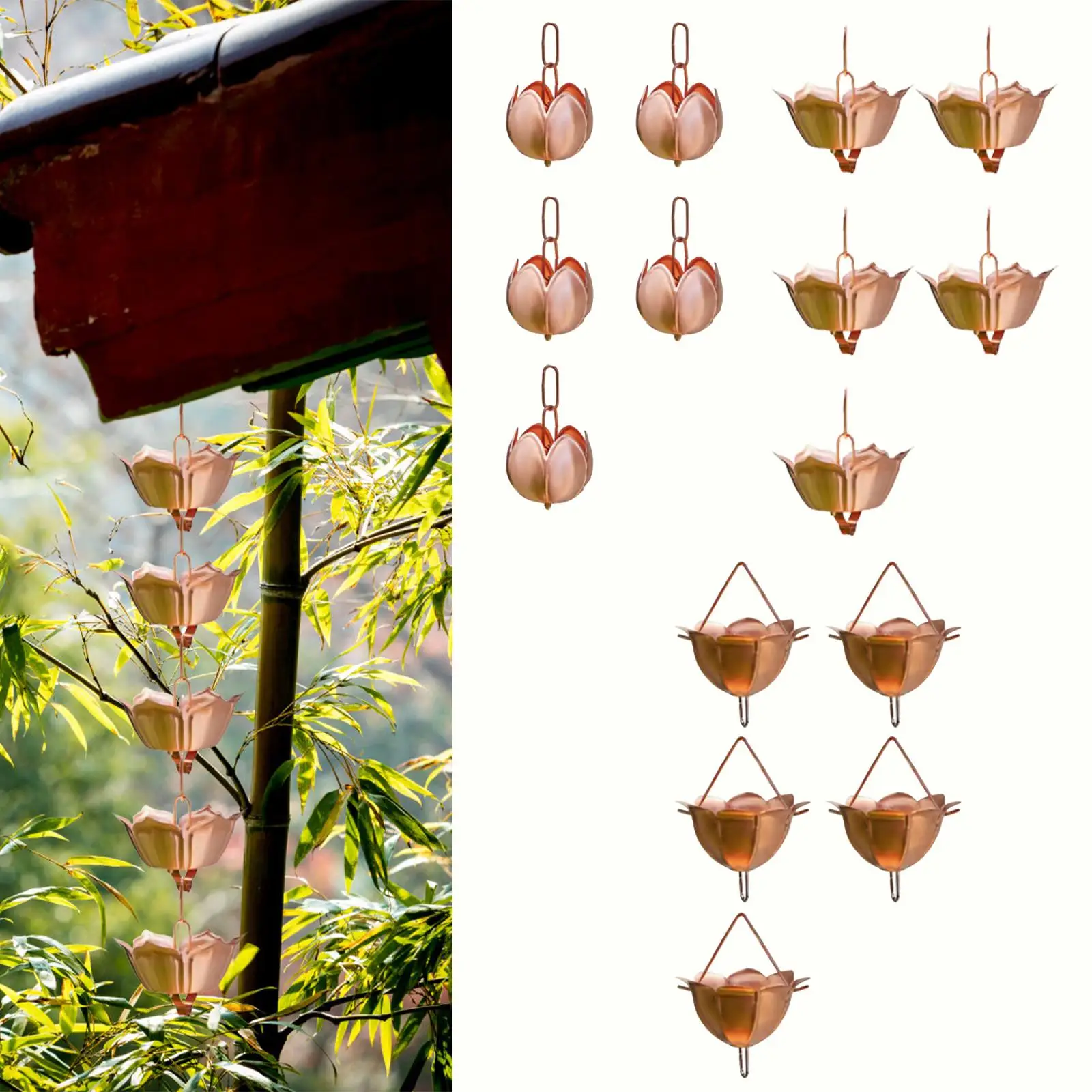 Rain Chains for Gutters 1M Professional Drainage Sturdy Multipurpose Rainwater Diverter for House Eaves Home Garden Porch Patio