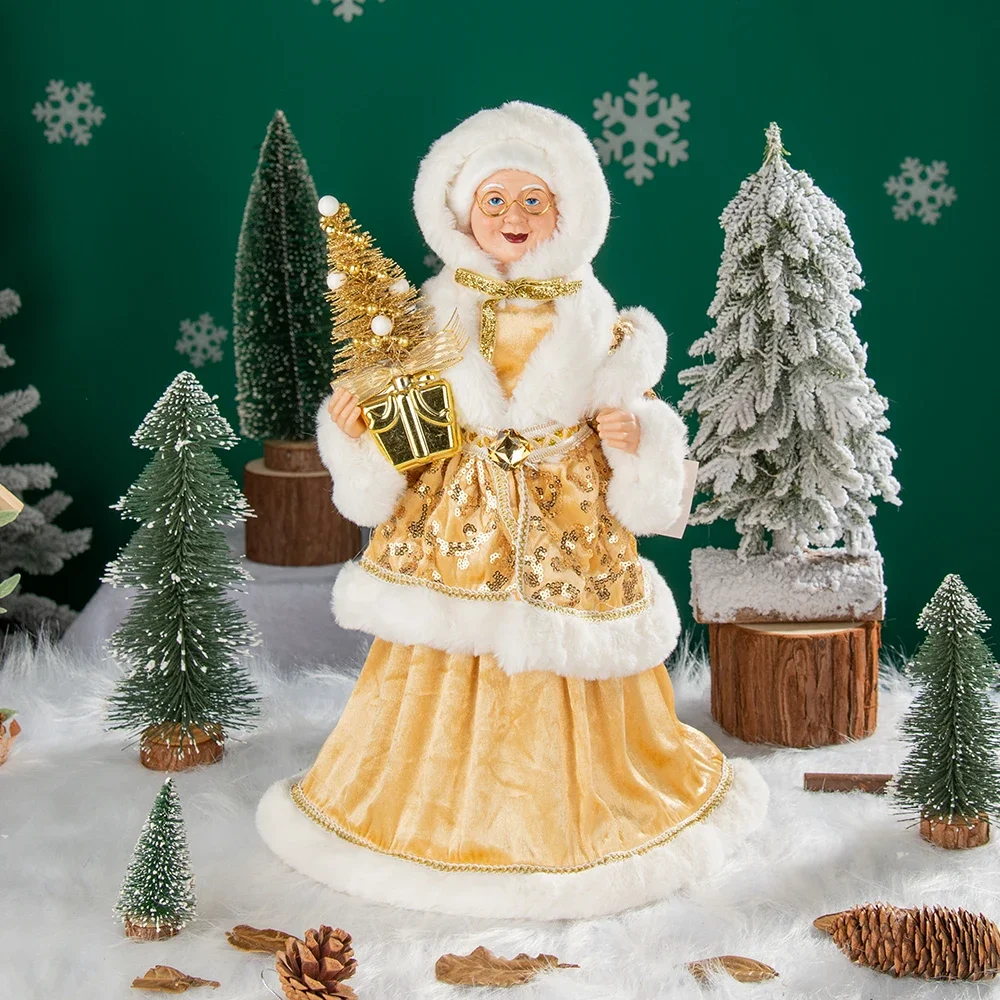 【まーちゃんさま】christmas doll ❀パティシエの女の子オーナメント Sequin Mrs. Claus Figurine - 48cm Standing Grandma Santa