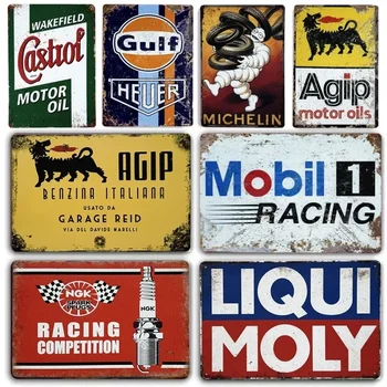 Vintage Motor Oil & Gas Car Tin Sign – Shabby Rust Wall Decor 1