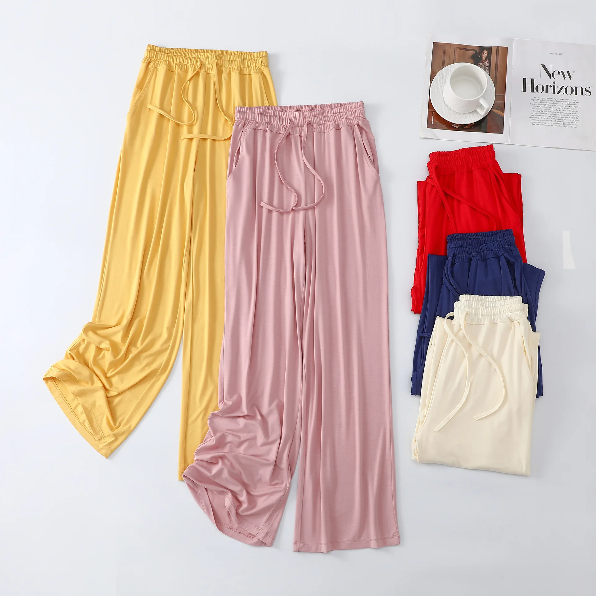 Dames pyjamabroek gestreept lichtgewicht en ademend voor lounge_voghion.com