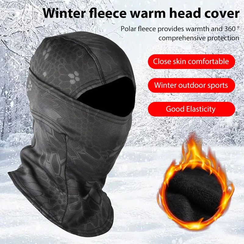 Winter Cycling Balaclava Camouflage Balaclava Windproof Fleece-Lined Thermal Neck Warmer Outdoor Sports Mask For Men And Women