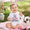 Personalized Easter Baby Romper Bunny with Name Infant Outfit Bodysuit Boys Girls Holiday Party Jumpsuit Bunny Newborn Rompers 1