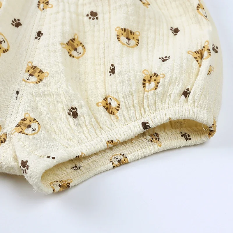 Baby Summer Cotton Linen Shorts Solid Print Breathable Unisex Outfit Bloomers Boy Girl