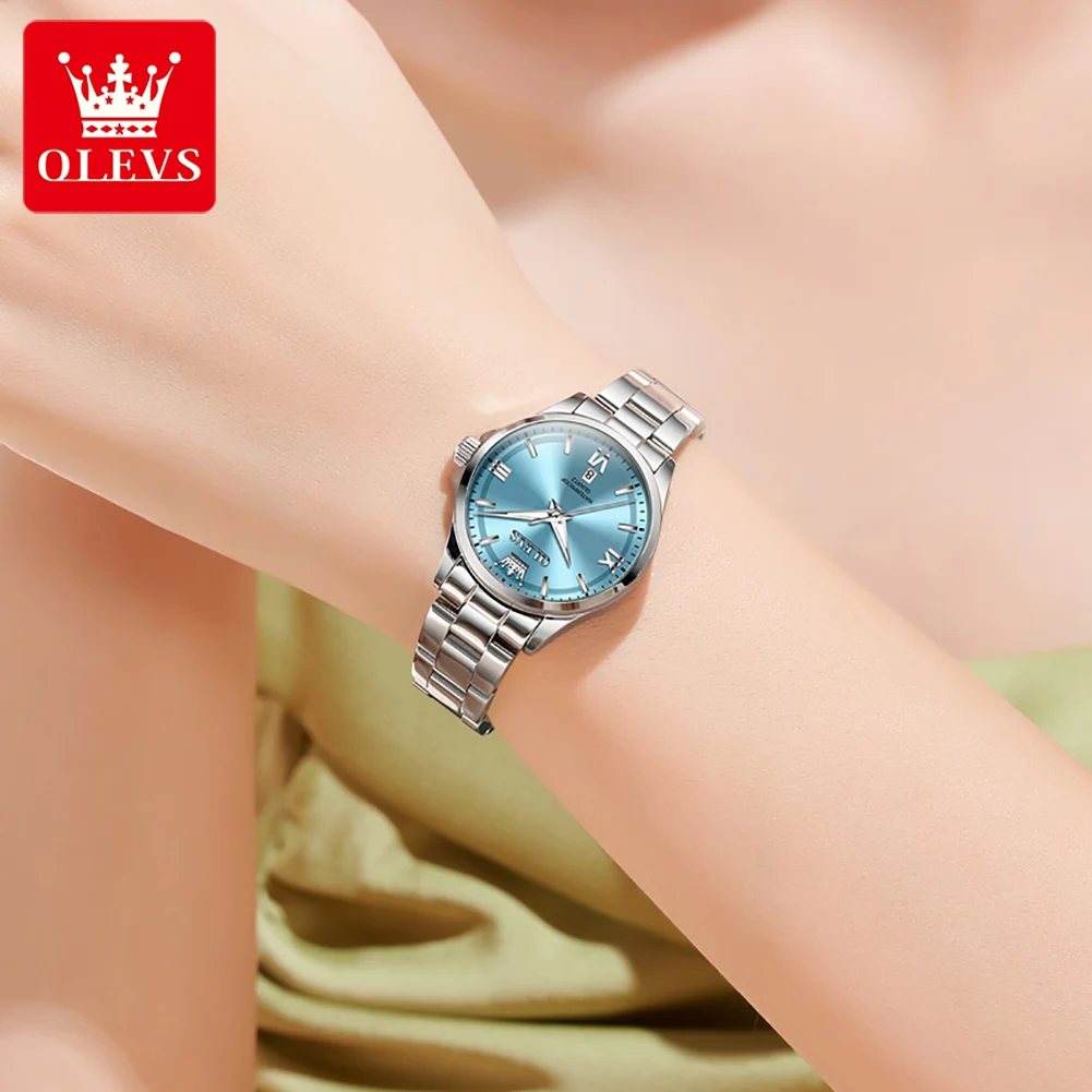 OLEVS Luxury Quartz Watch for Women Elegant Stainl...