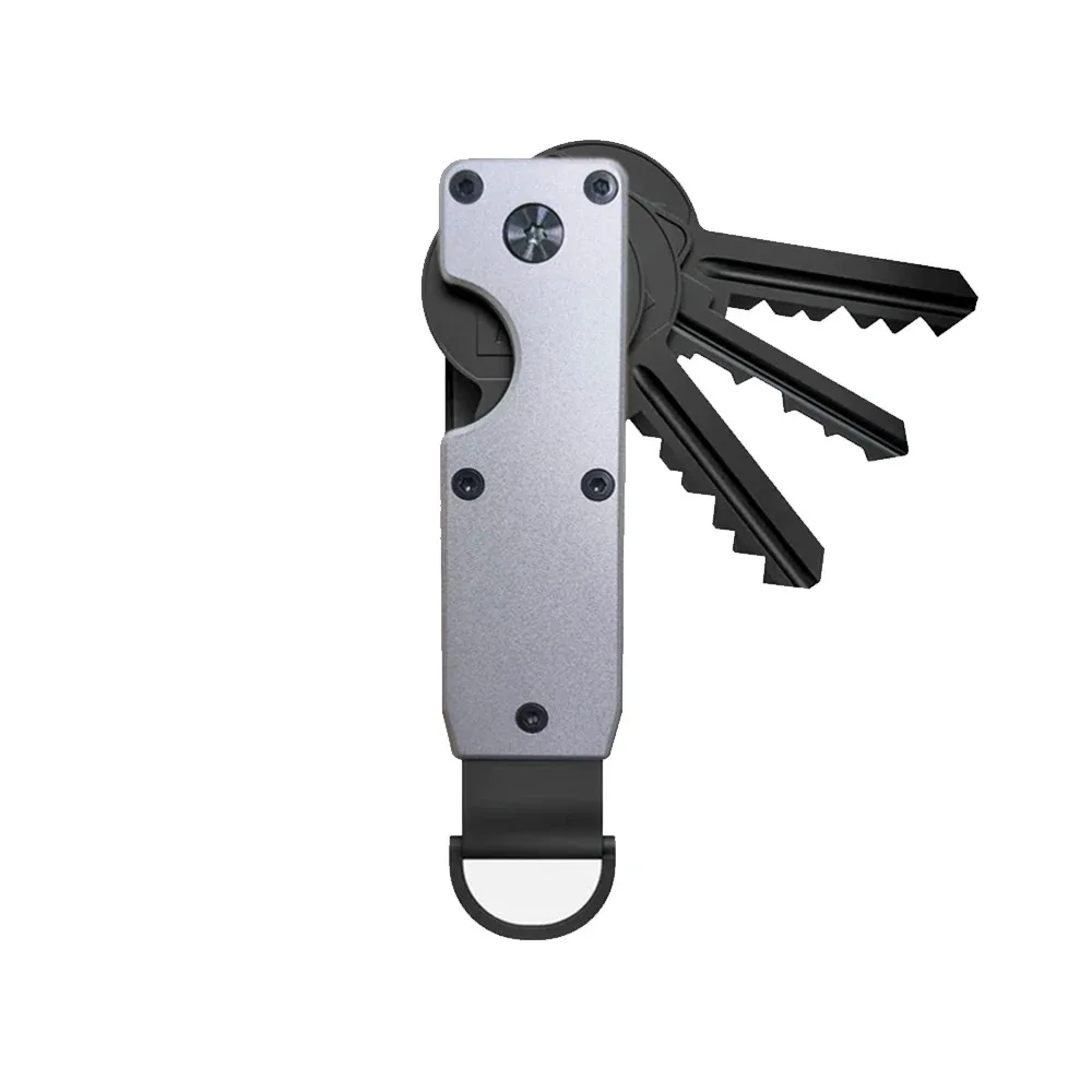 Unisex Compact Metallic Key Holder | Minimalist Smart Keychain Organizer
