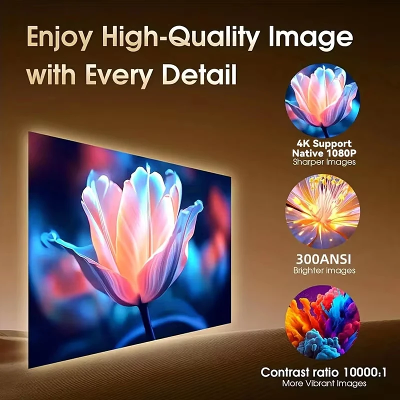 빠른 초점 조절 기능이 있는 HY320MINI 휴대용 LED 프로젝터, 40lm 고휘도, 내장 스피커, 글로우 파티 용품, 업그레이드된 HY300