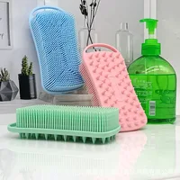 2 in 1 Silicone Shower Brush Scrubber Double-Sided Soft Silicone Scalp Massager Shampoo Body Bath Brushes Foam Skin Clean Tools 2