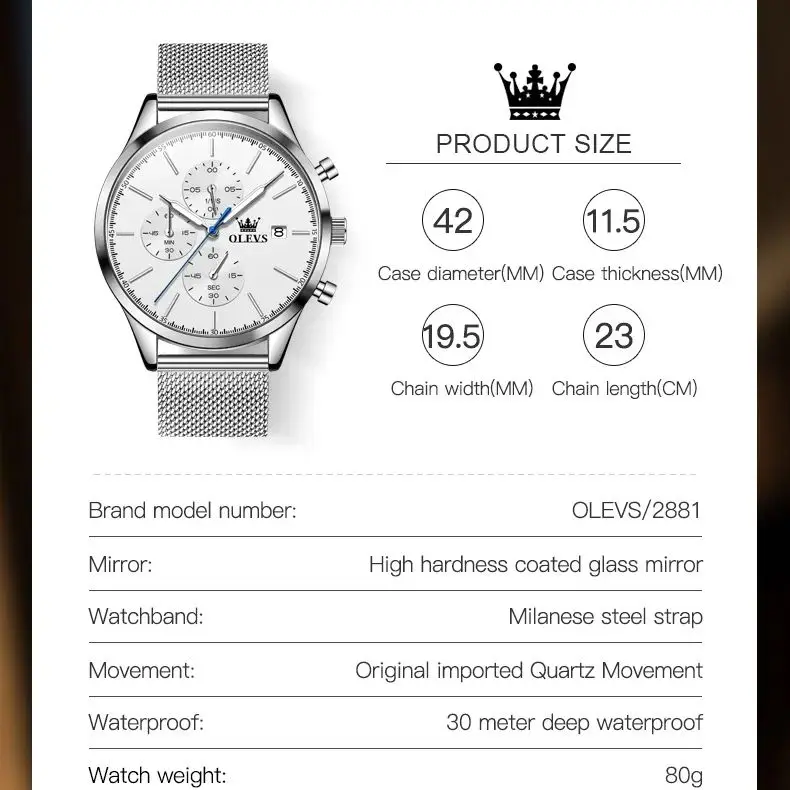 ساعة OLEVS من الفولاذ المقاوم للصدأ للرجال ، مؤقت...