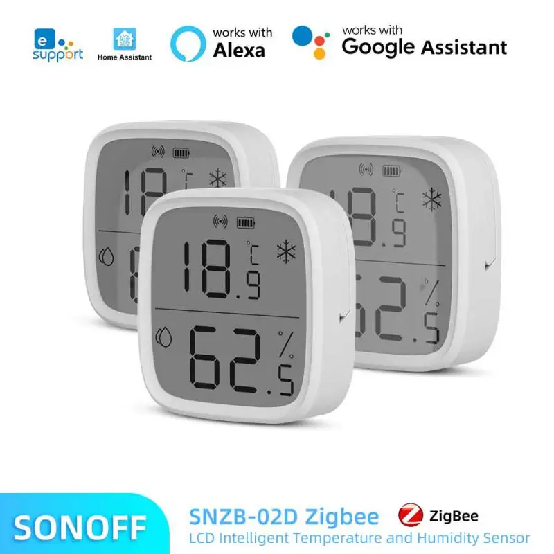 Humidity Temperature Sensor Zigbee 3.0 LCD Screen Ewelink APP Smart Home Real-time Monitoring Alexa Google Home