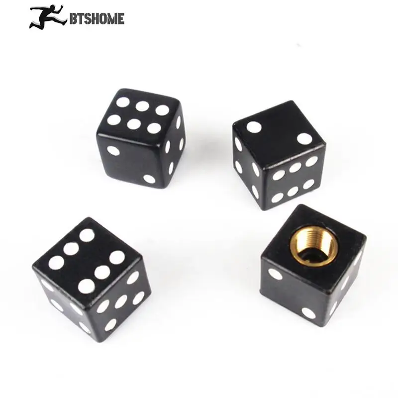 

Gmarty 4PCS Hot Sale Dice Valve Caps High Quality Black Tire Air Valve Stem Caps Car Trunk Bike Bicycle Wheel Rims Accessories