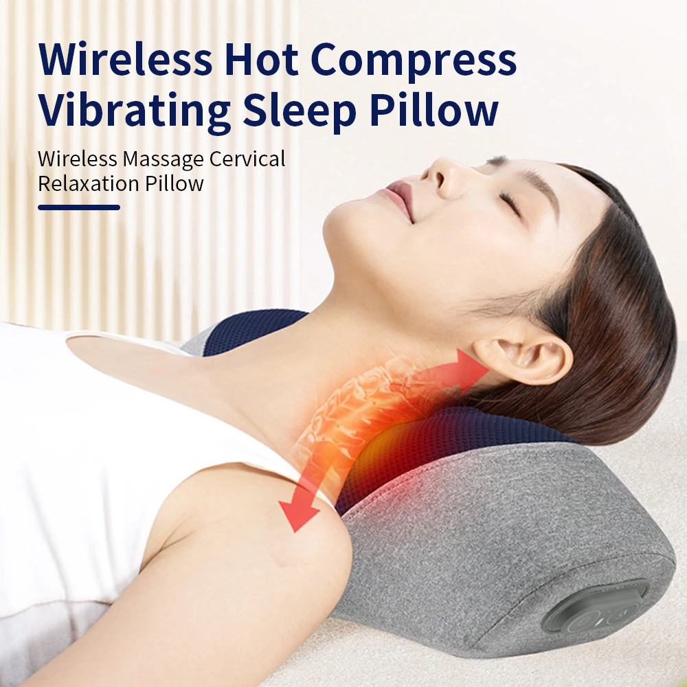 Heated Neck Massager Cervical Pillow Hot Compress Vibration Cervical Traction Device Relax Orthopedic Traction of Cervical Spine