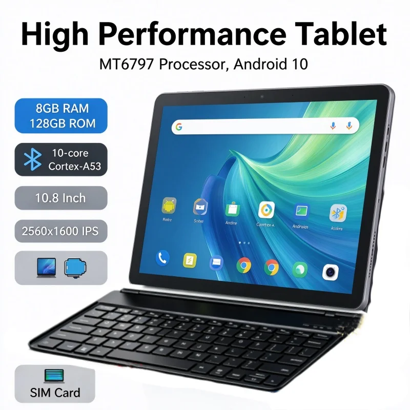 10.8' Screen 8GB RAM 128GB ROM X20L Android 10 CPU MT6797 Processor, 10-core Cortex-A53 2G 3G 4G Calls 2560x 1600 Pixels