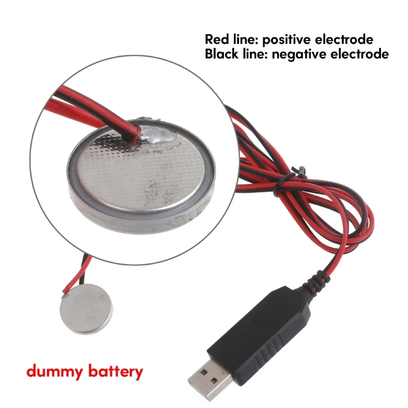USB to 3V CR2032 Dummy Battery Charging Cable Replace CR2032 3V Battery for Button Coin Cell Powered Devices F19E Charging Cable Usb Charging Cable