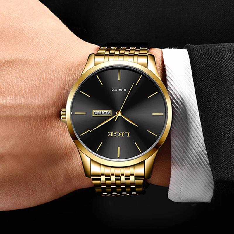 Top Brand  LIGE Men  Watches Luxury Men Wrist Watch Full Steel Quartz Watch Sports Waterproof Male Clock Big Relogio Masculino