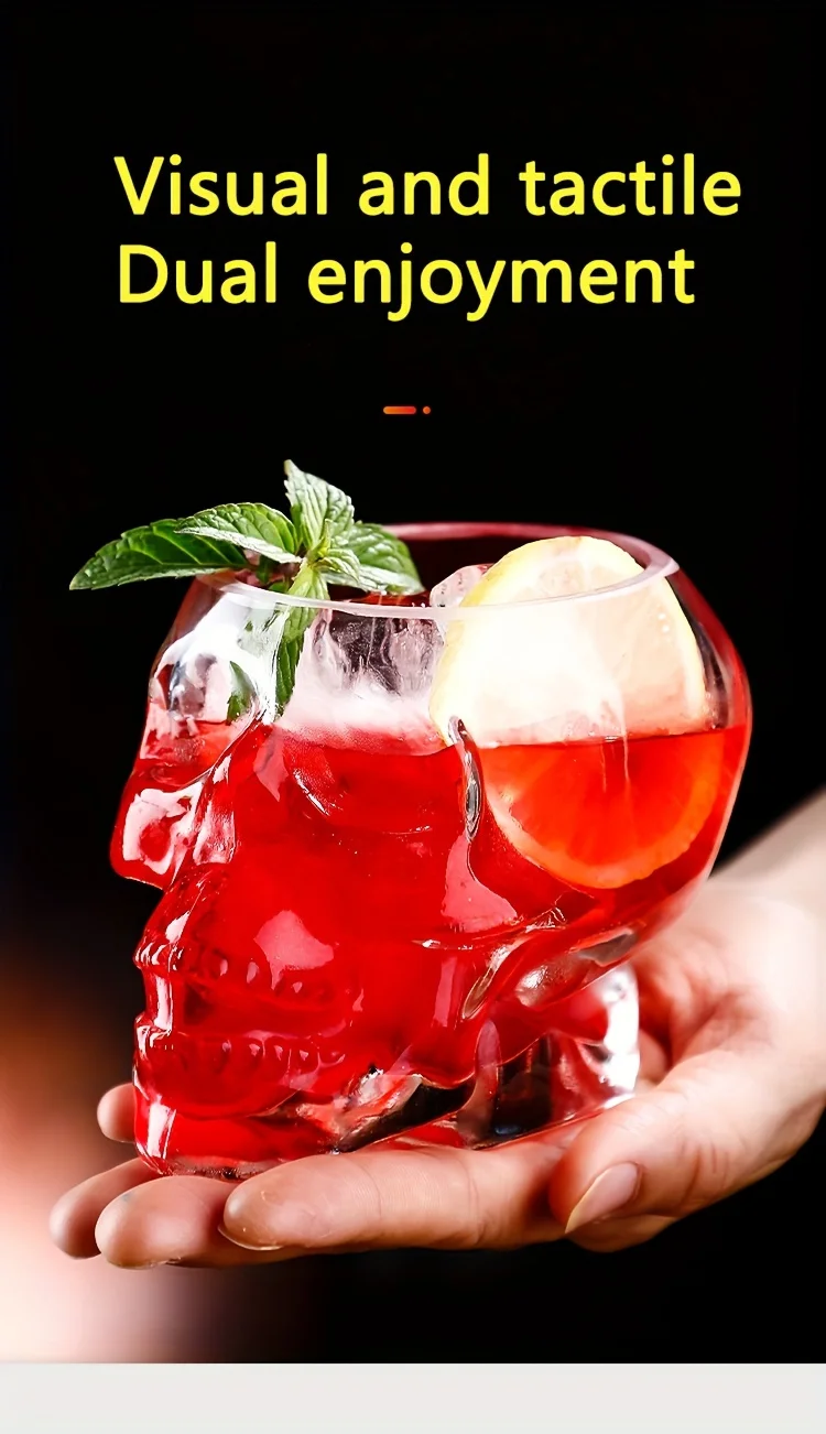 Description Picture 3 of item1pc Skull Cocktail Glasses Transparent Crystal Coffee Mug Whiskey Wine Cocktail Glass Beer Cup Halloween Decor Water Bottle