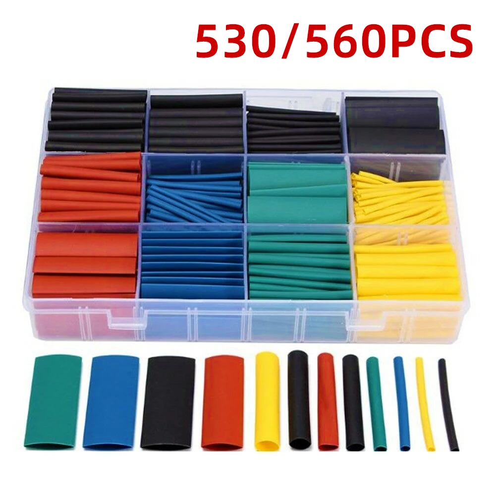 530pcsCableHeatShrinkTubeCableProtectorShrinkWrapAssortment