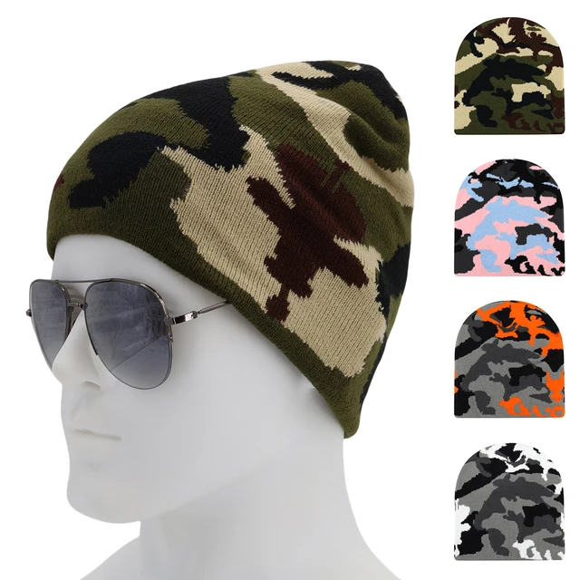 Camouflage Knitted Winter Beanie Unisex Windproof Hat