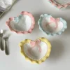 Cute Ceramic Dinner Plate Love Bow Jewelry Display Tray Wavy Edge Breakfast Plate Home Decor Photography Props 4