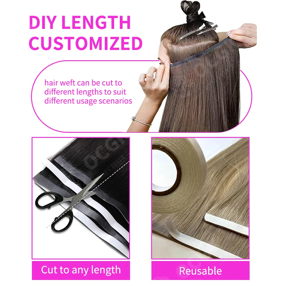 테이프 인 헤어 익스텐션 ? 원피스 DIY 롱 웨프트, 레미 실키 사용하기 쉬운 22인치 폭 31.5인치(80cm) 색상 P18-613