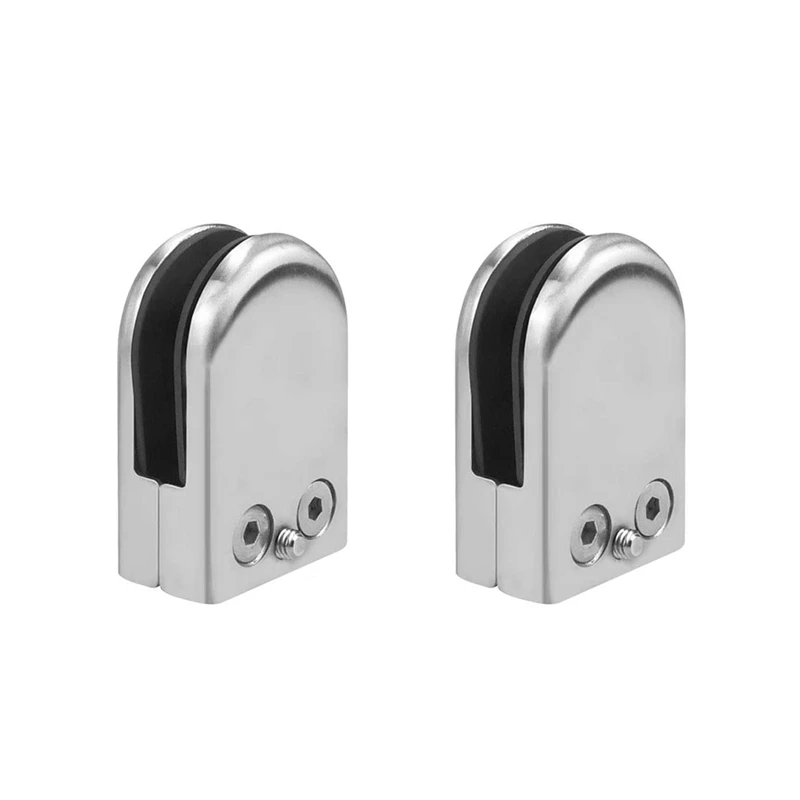 Hot XD-4 Pcs Stainless Steel Round Flat Back Glass Clamp Adjustable Glass Bracket For Balustrade Staircase Handrail( 8-10Mm)